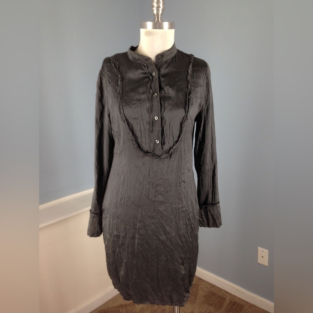 VTG | BANANA REPUBLIC SILK GIRLY COQUETTE UTILITY SHIRT DRESS TUNIC QUIET LUXURY - Picture 3 of 12